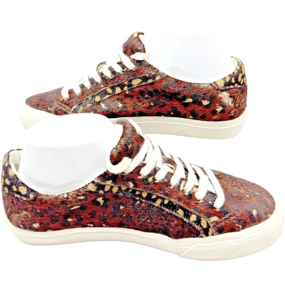 Madewell Calf Hair Sneakers Womens 7.5 Brown Leopard Print Low Top Preppy Luxury